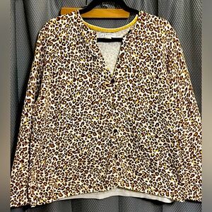 CJ Banks | Leopard Print Cardigan Sweater Button Up long Sleeve